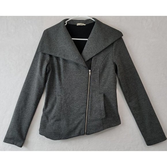 Hem & Thread Women's Asymmetrical Full Zip Riding Jacket Grey Size Medium - Picture 2 of 16